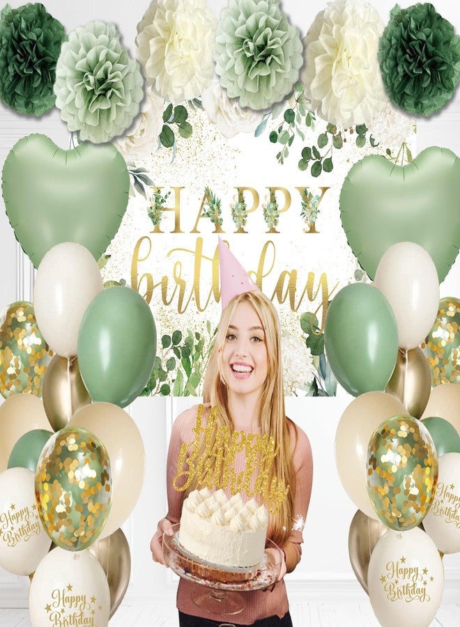 jenlion زينة عيد ميلاد سعيد للنساء والرجال، خلفية عيد ميلاد، بالونات لافتة، مفرش طاولة، كرات بوم بوم ورقية، لوازم حفلات للبنات والأولاد (لون أخضر فاتح) - Image 4